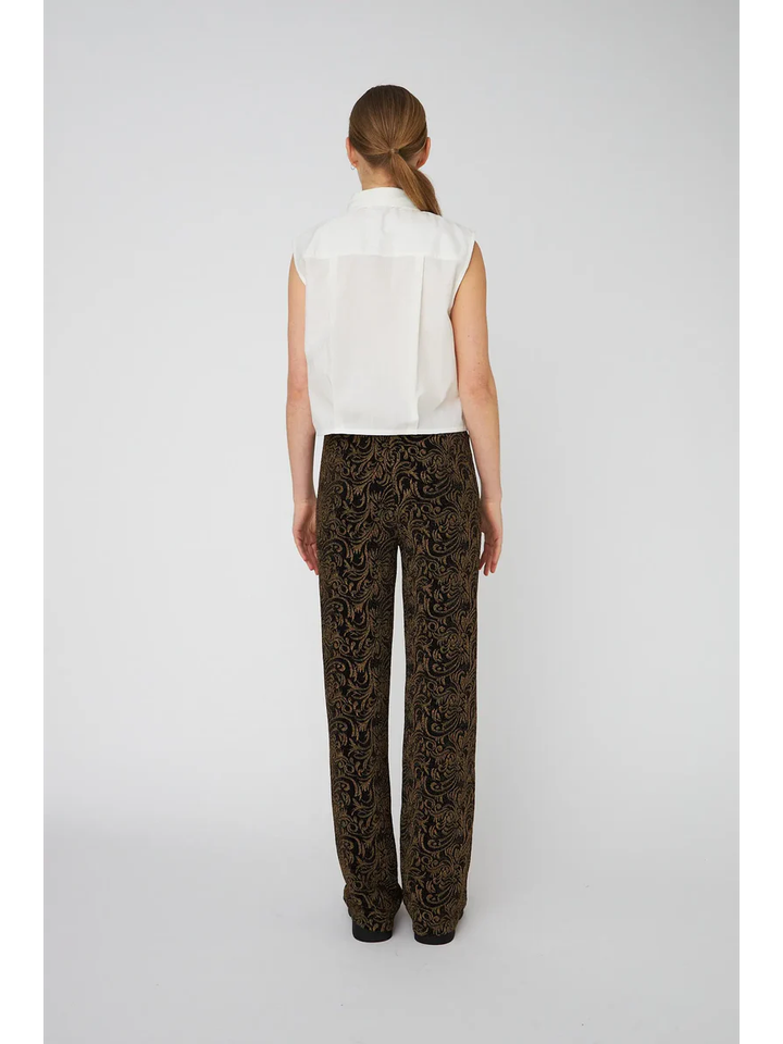 Zwarte broek met gouden glitter print Stella Nova