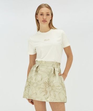 Beige korte rok met goud kleurig detail Marleen Josh V