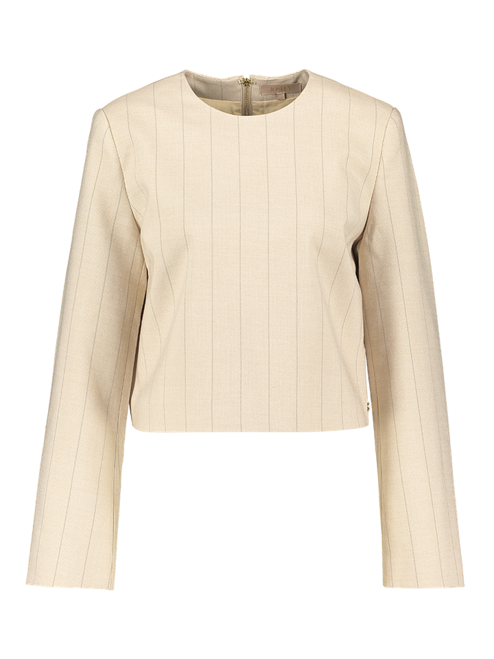 Beige geklede bloes met fijne krijtstreep Vivanna Josh V 