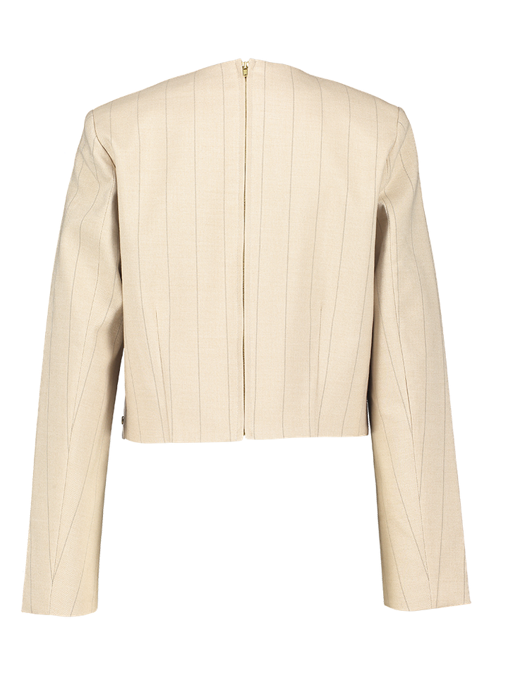 Beige geklede bloes met fijne krijtstreep Vivanna Josh V 