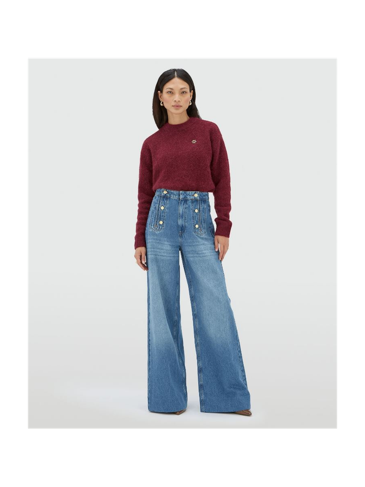 Bordeaux kleurige gebreide trui Fresia Josh V