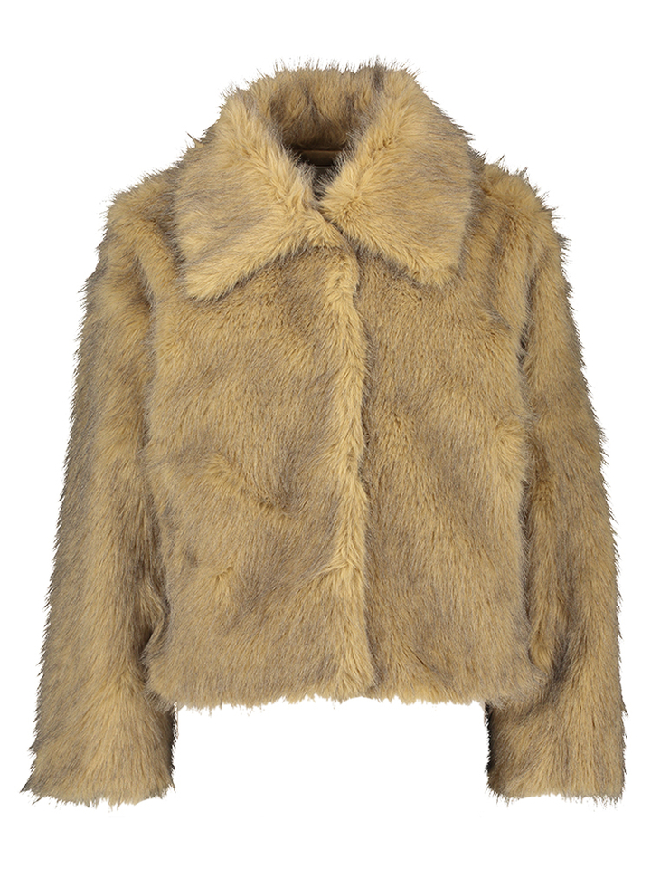 Beige jas in imitatiebont Egon Suncoo