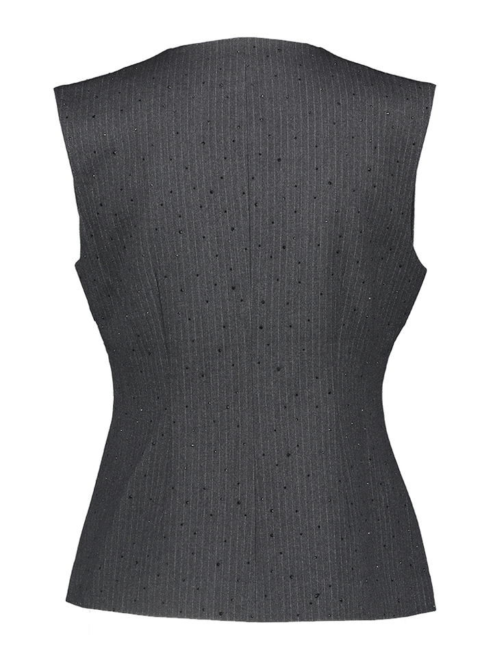 Donkergrijze mouwloze vest met strass Sundoo 