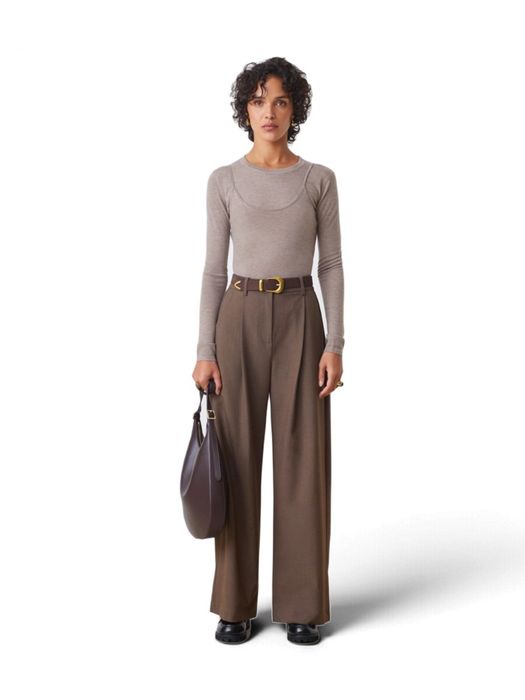 Bruine pantalon met bandplooien Jonas Suncoo