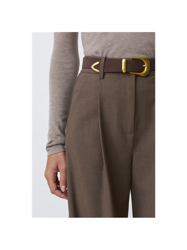 Bruine pantalon met bandplooien Jonas Suncoo