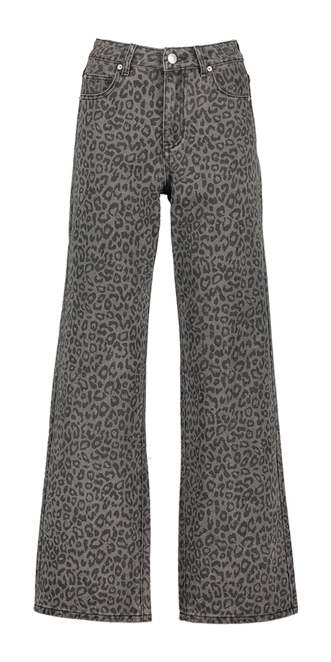 Donkergrijze straight jeans in dierenprint Robin Suncoo