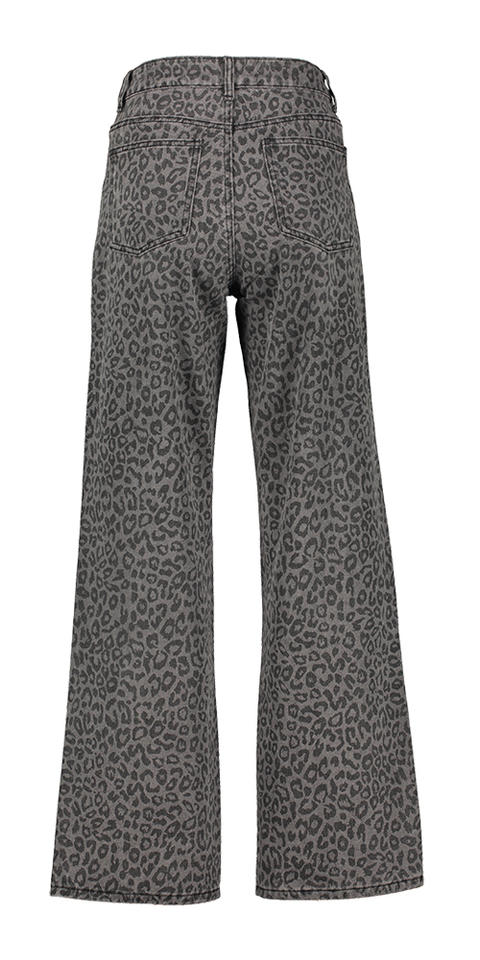 Donkergrijze straight jeans in dierenprint Robin Suncoo