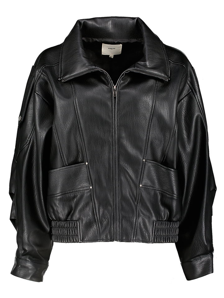 Zwarte lederlook jas Early Suncoo