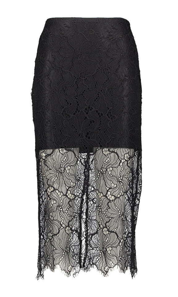 Zwarte halflange rok in broderie Faye Suncoo