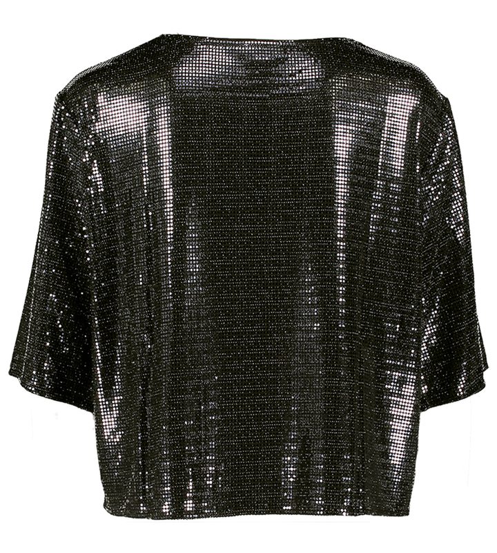 Zwarte blouse in pailletten met driekwart mouwen Maiween Suncoo
