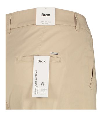 Almond kleurige katoenen wide leg broek Maine Brax 