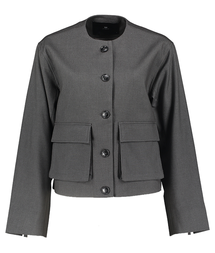 Donkergrijs kort vestje met knopen Magnolia Withblack