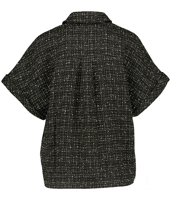 Zwart vestje met korte mouwen in chanel stijl Homage