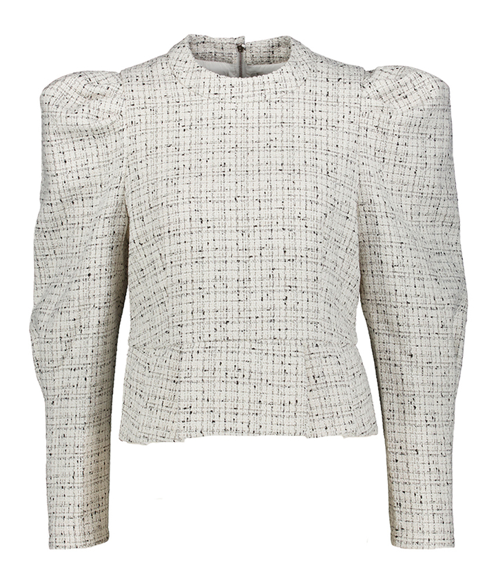 Ecru bloes in bouclé met pofmouwen Homage 
