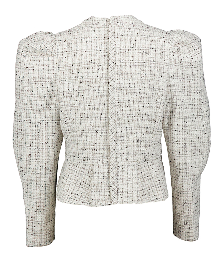 Ecru bloes in bouclé met pofmouwen Homage 