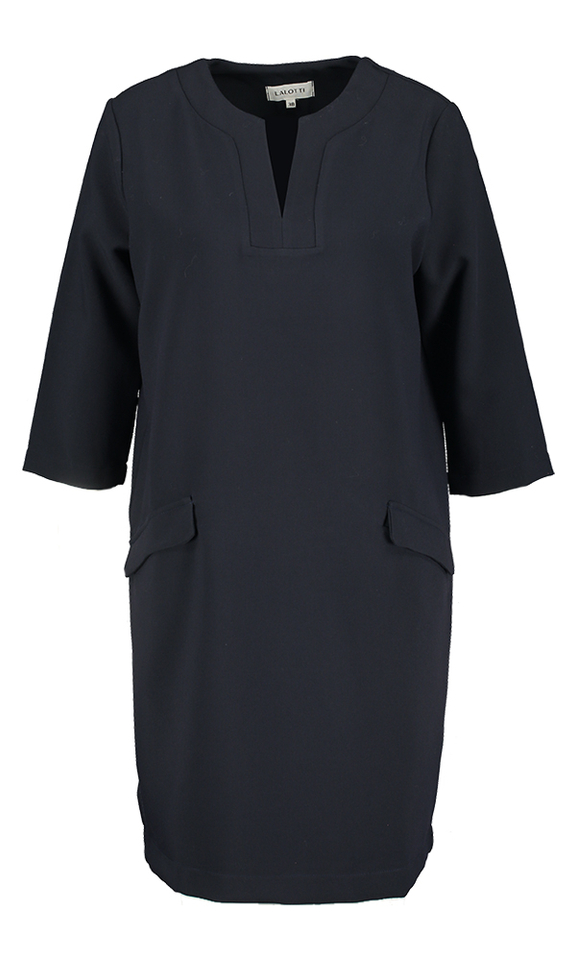 Donkerblauwe jurk met opgestikte zakken Thelma Dress Lalotti 
