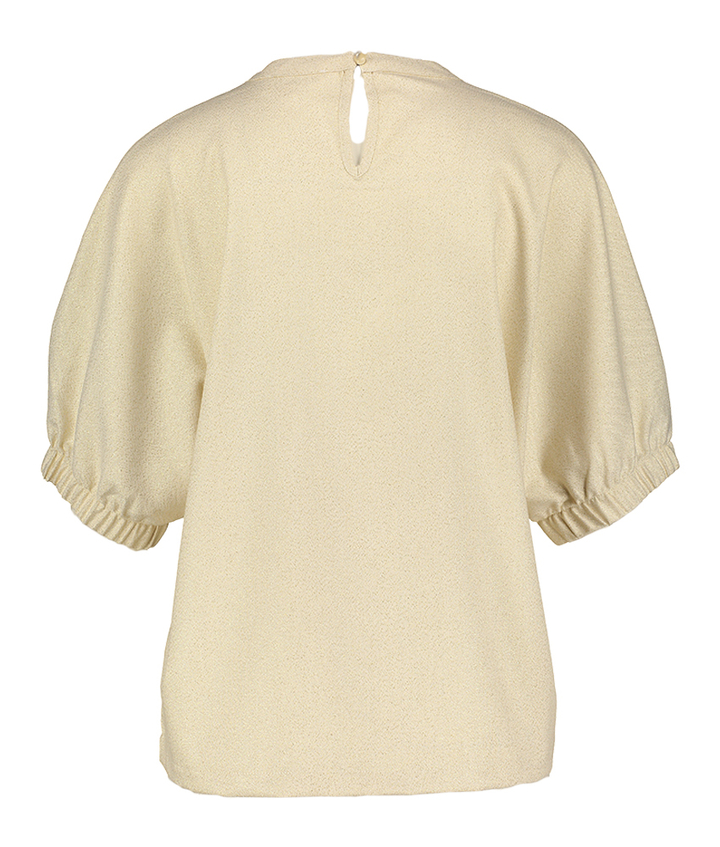 Beige blouse met goudkleurige glans en korte mouwen Pom Sparkle Bloes Lalotti