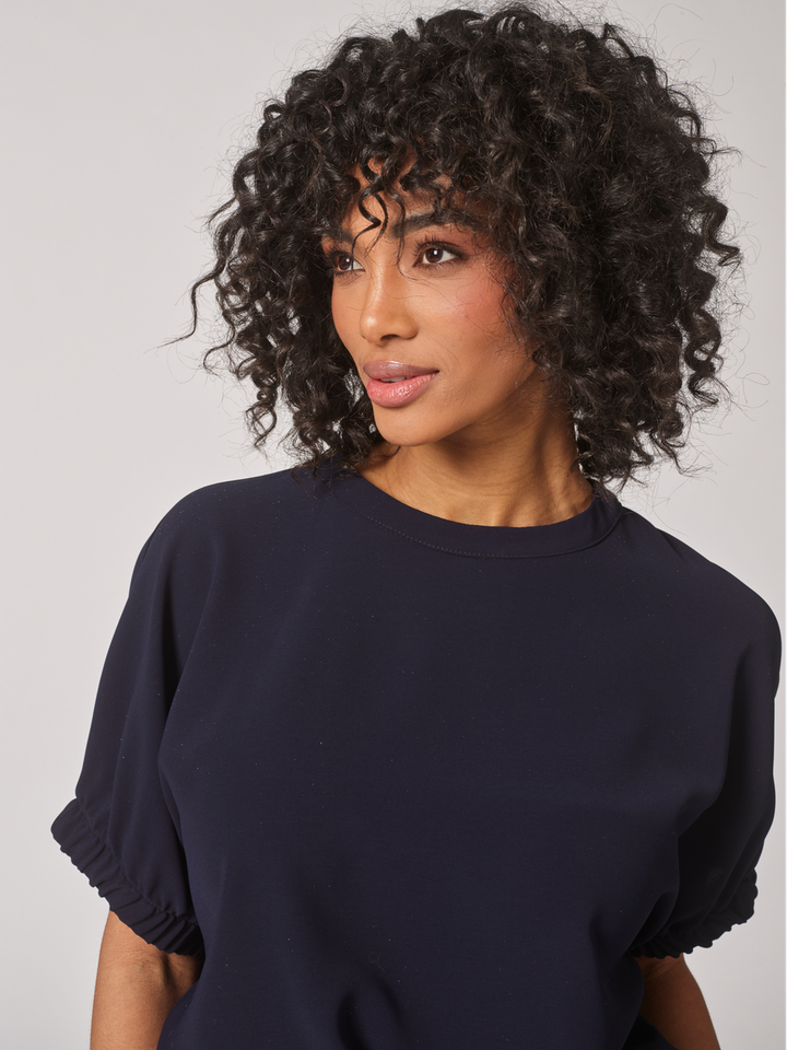 Donkerblauwe blouse Pom Bloes Lalotti