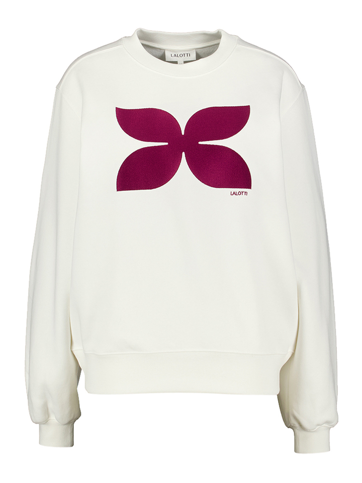 Witte sweater met bordeaux merklogo Charm Lalotti