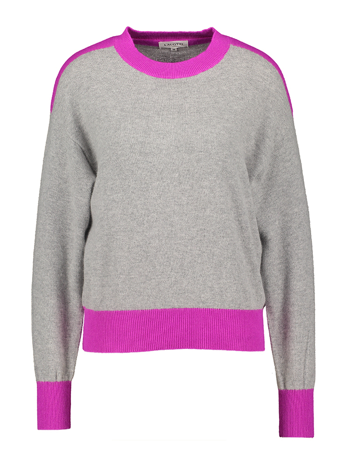 Grijze trui met ronde hals fushia Giga Lalotti