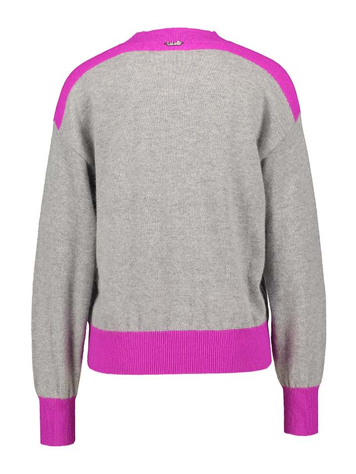 Grijze trui met ronde hals fushia Giga Lalotti