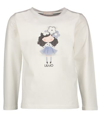Witte t-shirt met lange mouwen en opdruk Liu Jo