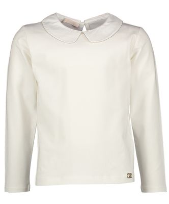 Witte t-shirt met lange mouwen en kraag Liu Jo