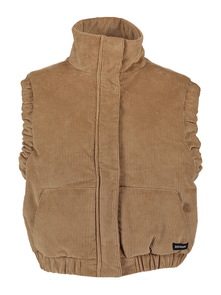 Camelkleurige bodywarmer in ribfluweel Galaxy Corduroi Doudoun