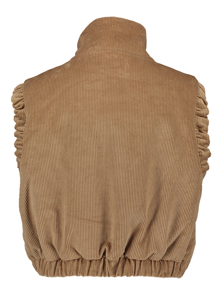 Camelkleurige bodywarmer in ribfluweel Galaxy Corduroi Doudoun