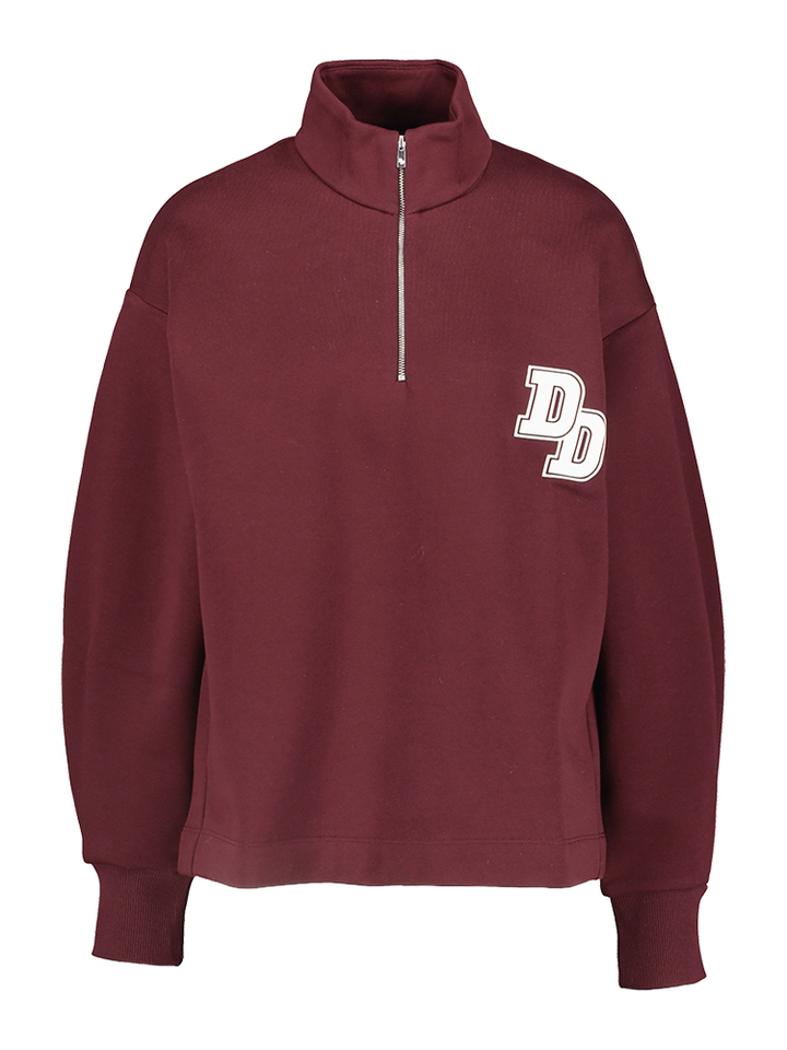 Bordeaux sweater met rits en logo Doudoun 