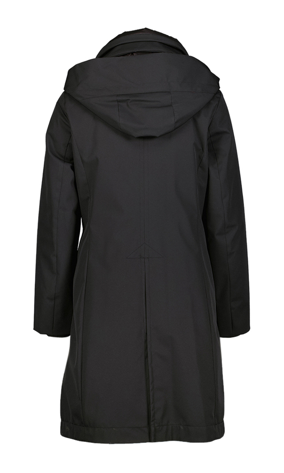 Zwarte lange jas met kap Maggie Creenstone