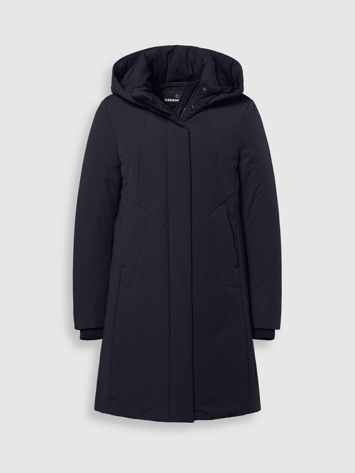 Midnight blauwe water en winddichte jas met rits en kap Alexandra Creenstone