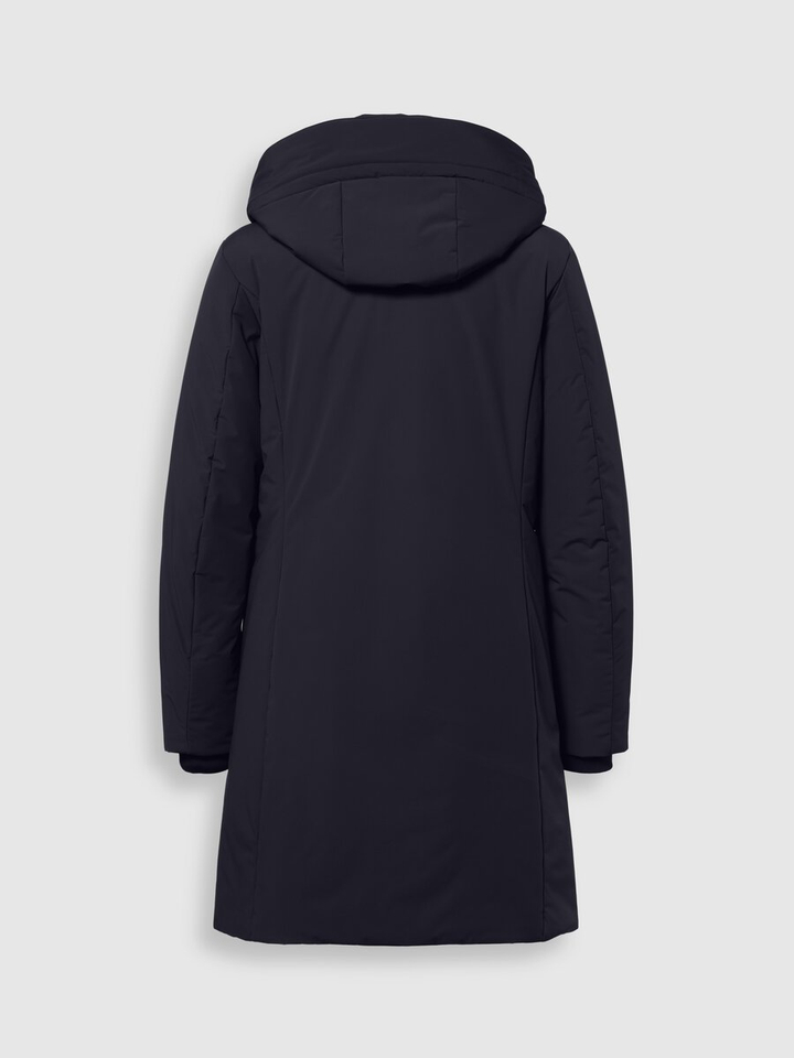 Midnight blauwe water en winddichte jas met rits en kap Alexandra Creenstone