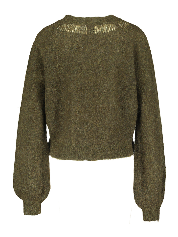 Kaki wollen pull met ronde hals Peony FRNCH