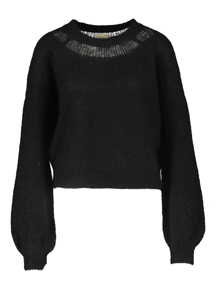 Zwarte wollen pull met ronde hals Peony FRNCH