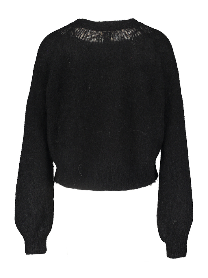 Zwarte wollen pull met ronde hals Peony FRNCH