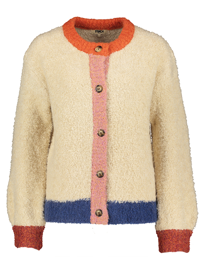 Beige gilet met knopen met multicolor details Cyclamen FRNCH