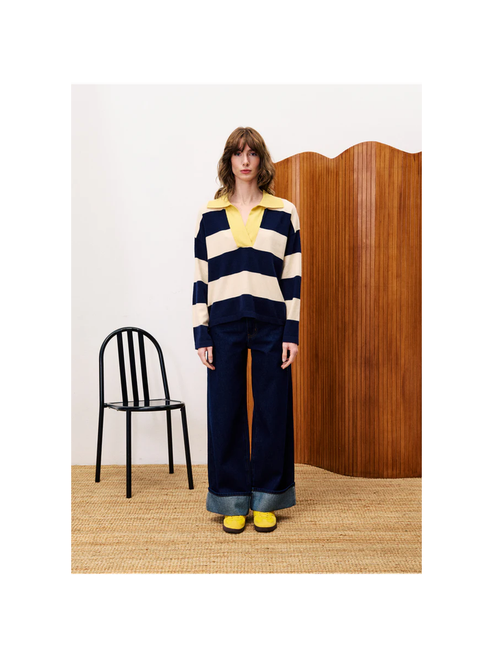 Bleu marine polo met strepen en lange mouwen Colchique FRNCH 