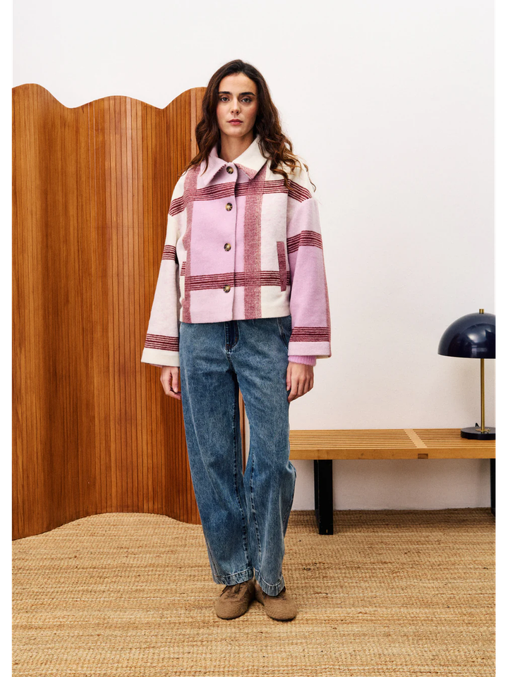 Lila geruite mantel Galea FRNCH 