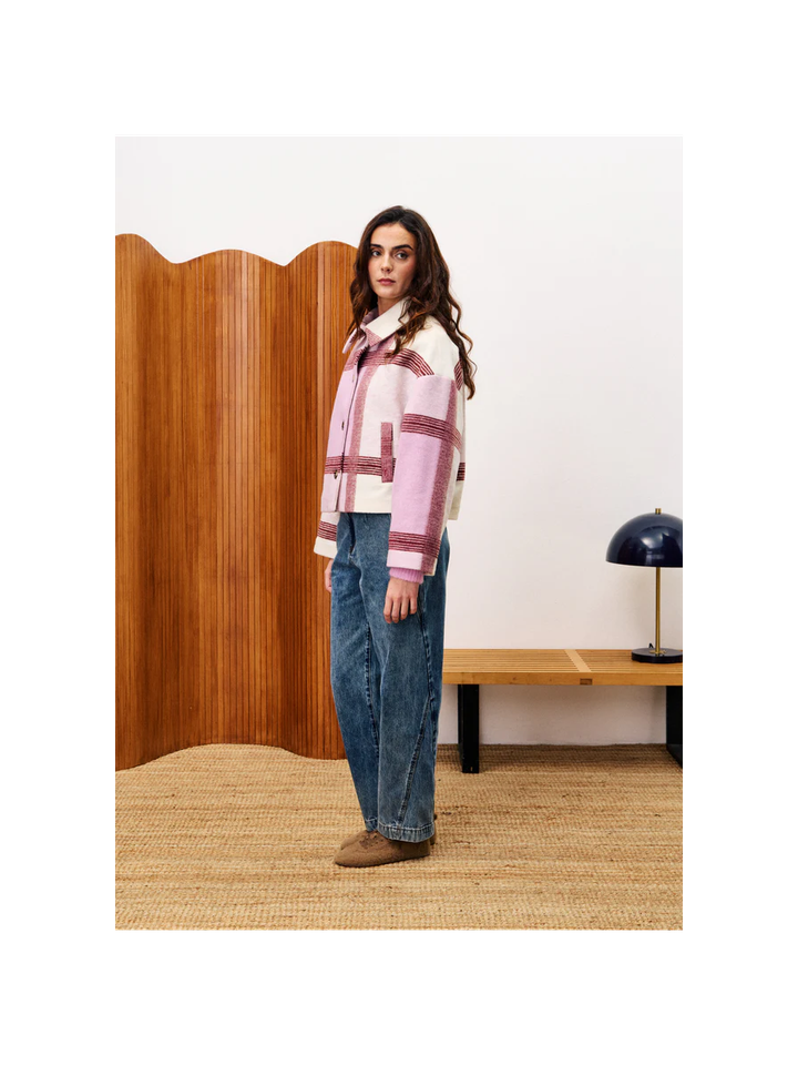 Lila geruite mantel Galea FRNCH 