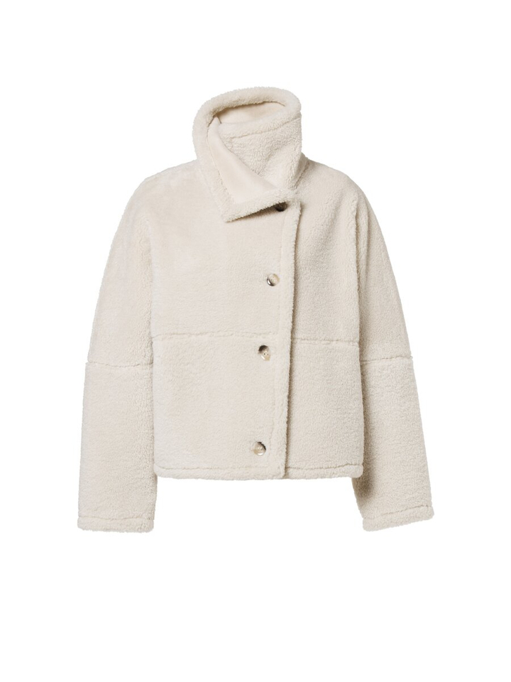 Beige teddy jas met knopen Shaye Beaumont