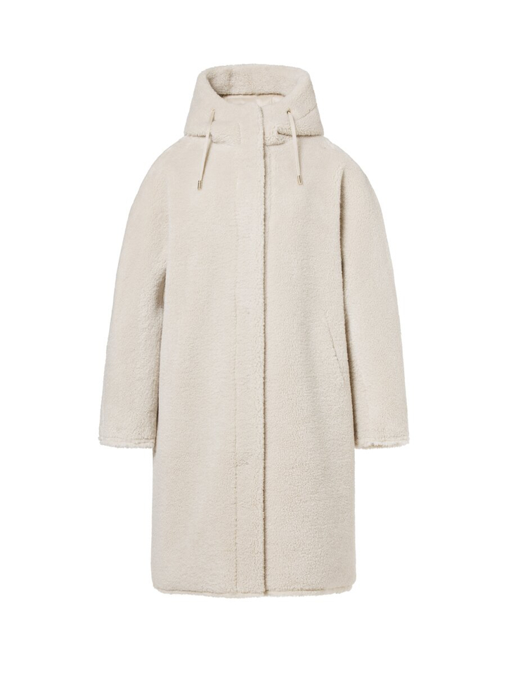 Beige teddy mantel met kap Solange Beaumont