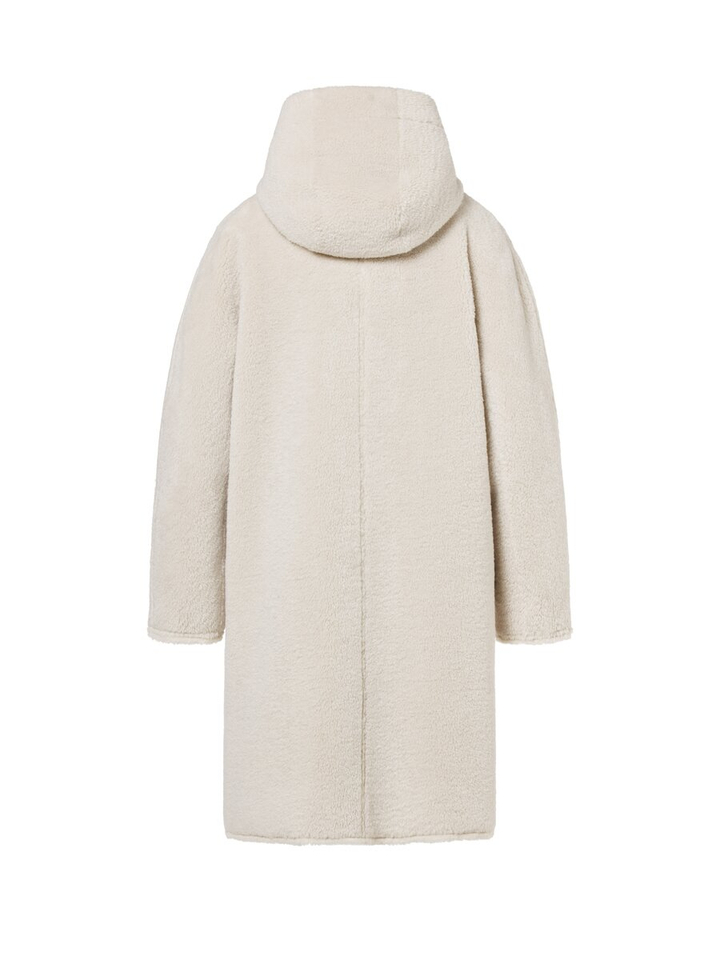 Beige teddy mantel met kap Solange Beaumont
