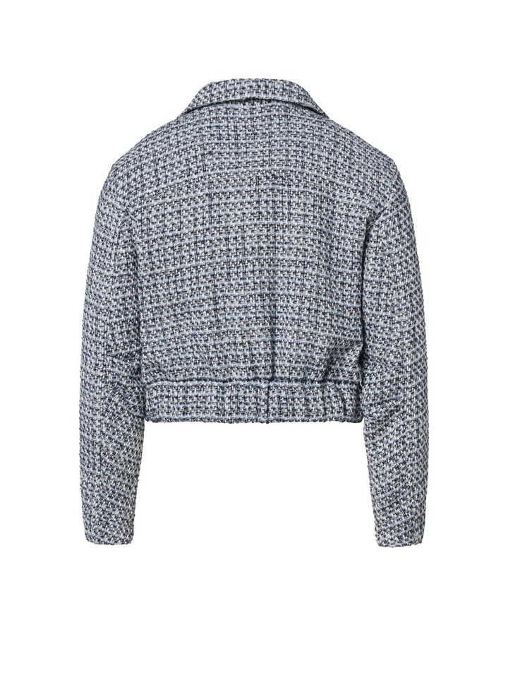 Blauwe korte jas met motief Simona Beaumont 