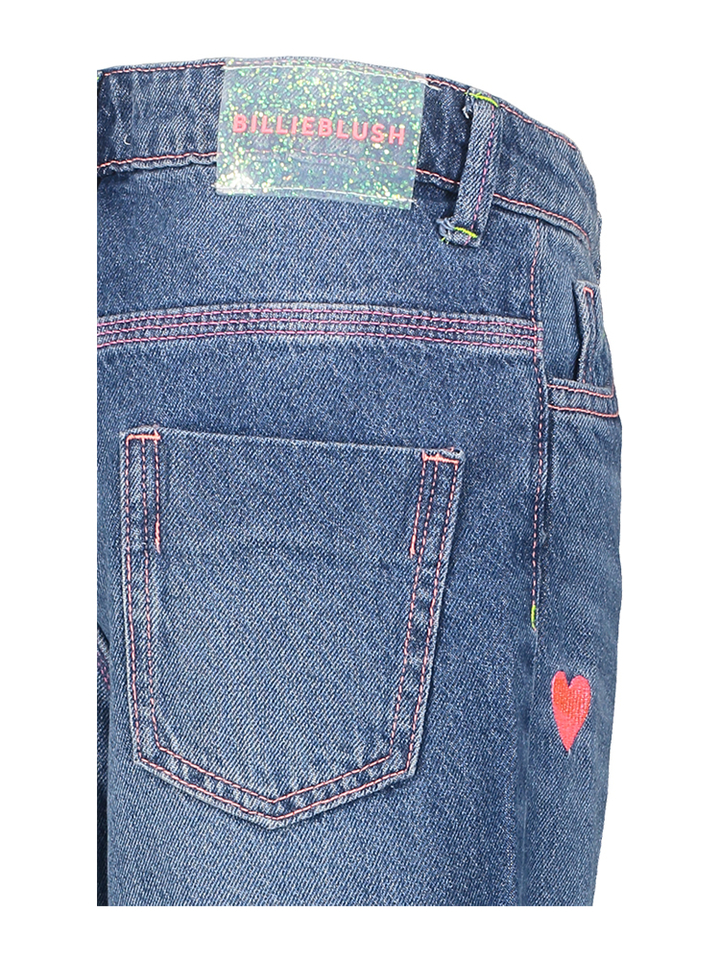 Blauwe straight fit jeans met roze hartjes Billieblush