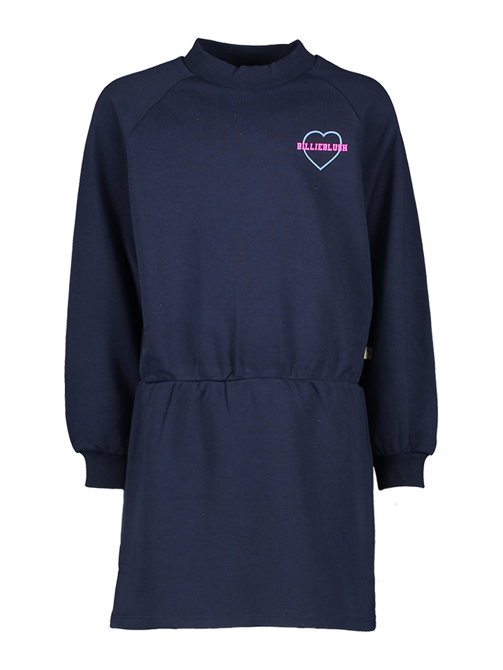 Donkerblauwe casual jurk met opdruk op de rug Billieblush