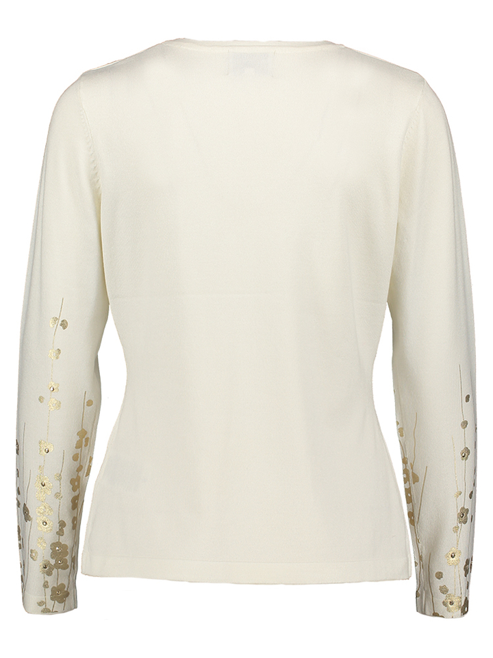 Beige trui met gouden bloemen detail Leo & Ugo 