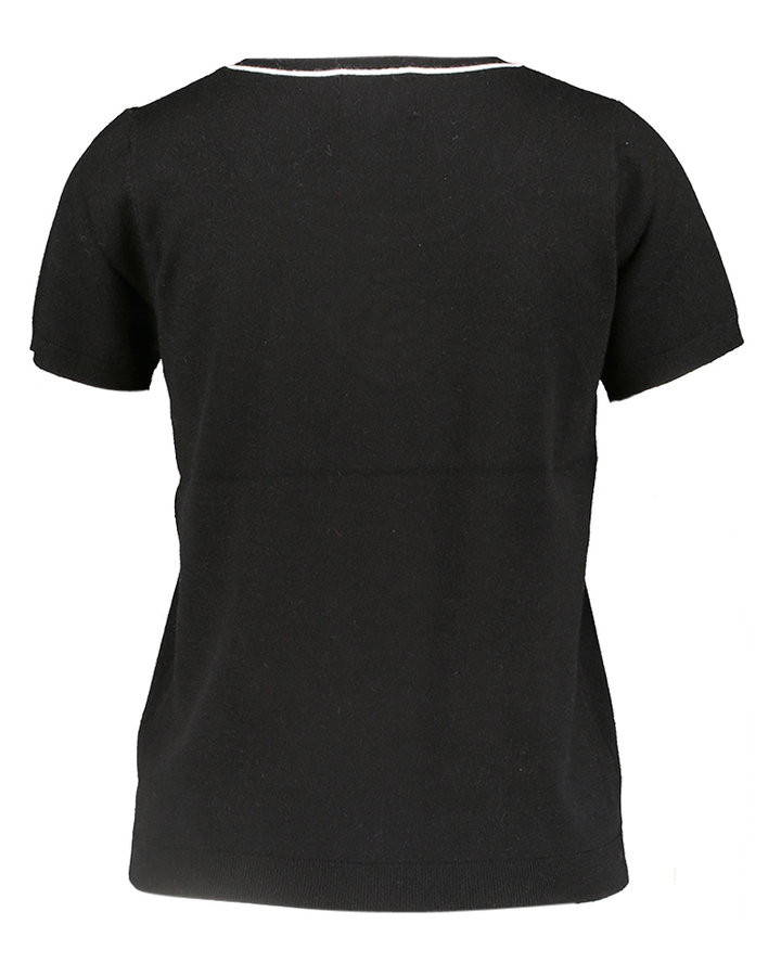 Zwarte gilet met geborduurde bloemen Leo & Ugo