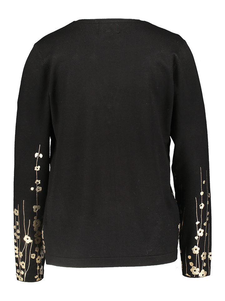Zwarte trui met gouden bloemendetail Awt Leo & Ugo 