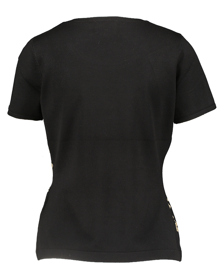 Zwarte trui met gouden bloemendetail Awt Leo & Ugo 